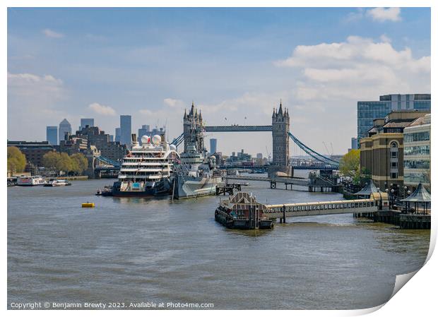 View From London Bridge  Print by Benjamin Brewty