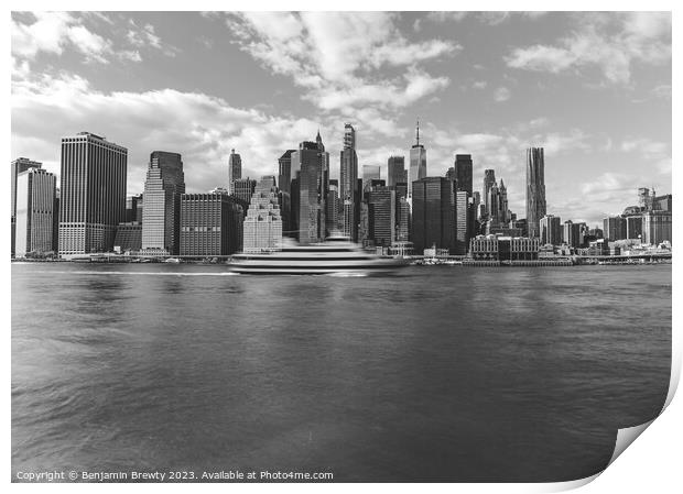 Brooklyn Bridge Park Greenway Black & White  Print by Benjamin Brewty