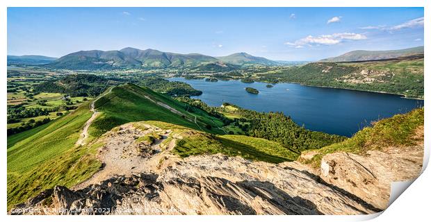 Views of Borrowdale and Derwent Water with Keswick Print by Julian Carnell