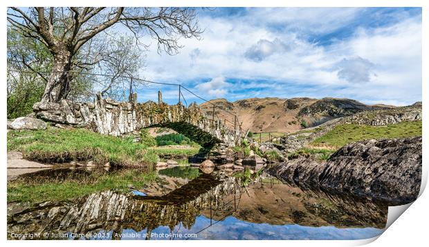 Slaters bridge with River Brathay Little Langdale Print by Julian Carnell