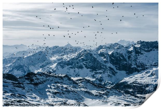 From the top of the Alps Print by Maria Mazzillo