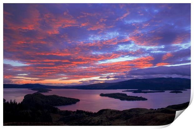 Sunset over Loch Lomond Print by Neil McKellar