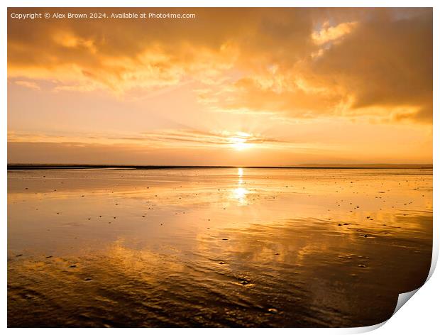 Yellow sunset Reflections  Print by Alex Brown