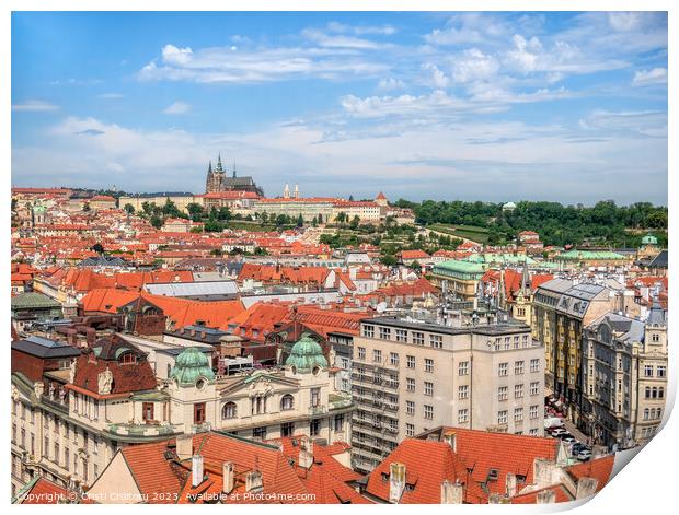 Aerial view with the Prague Castle Print by Cristi Croitoru