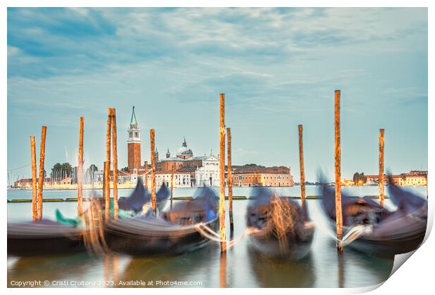 Gondolas on Grand Canal in Venice. Print by Cristi Croitoru