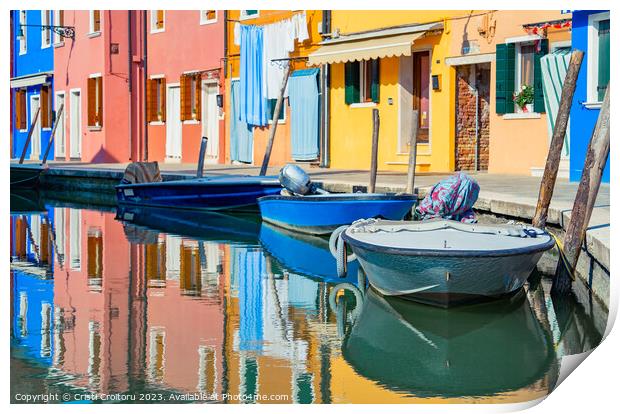 Water canal in Burano, Venice Print by Cristi Croitoru