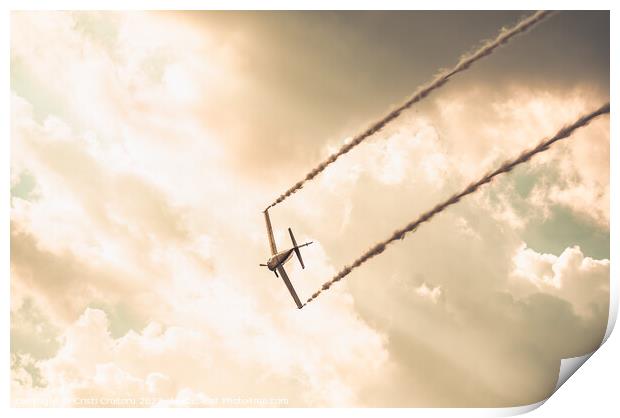 Airplane flying at sunset.  Print by Cristi Croitoru