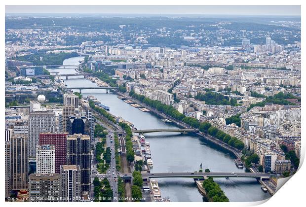 Aerial view of Paris from top Print by Sebastian Radu