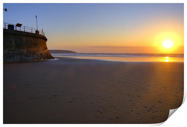 Majestic Sunrise at Filey Print by Steve Smith
