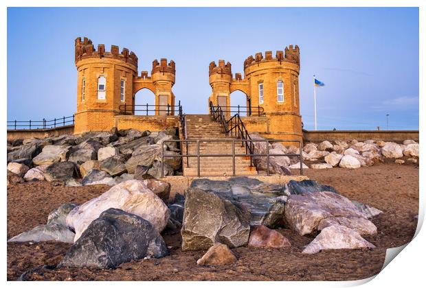 Withernsea Pier Towers Print by Steve Smith