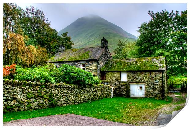 Serene Hartsop Cottage in Lake District Print by Steve Smith