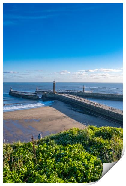 Whitby Piers Print by Steve Smith