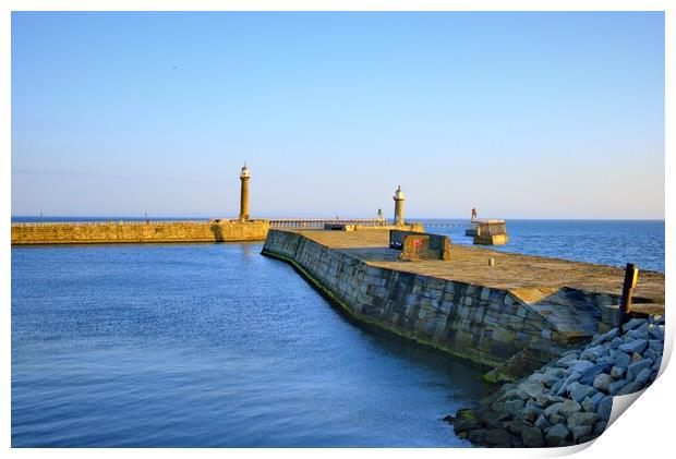 Piers At Whitby Print by Steve Smith