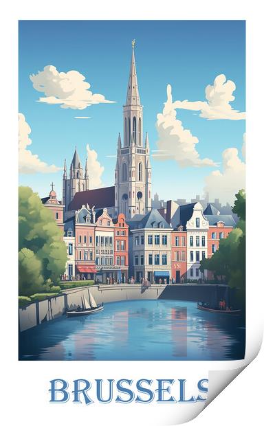Brussels Travel Poster Print by Steve Smith