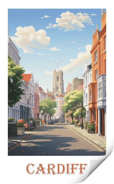 Cardiff Travel Poster Print by Steve Smith