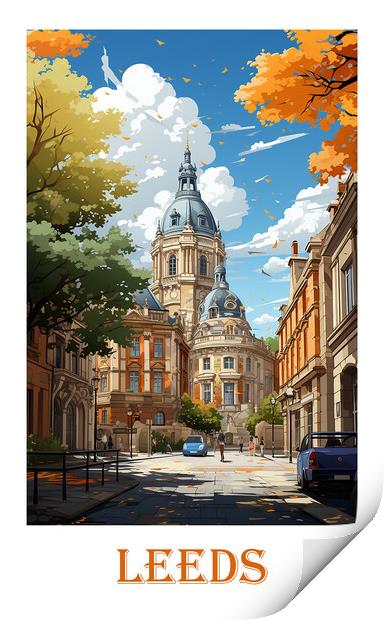 Leeds Travel Poster Print by Steve Smith