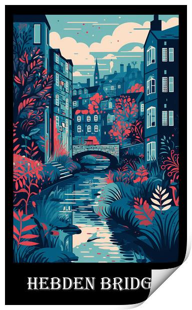 Hebden Bridge Travel Poster Print by Steve Smith