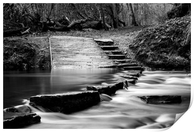Rivelin Valley Stepping Stones Print by Steve Smith