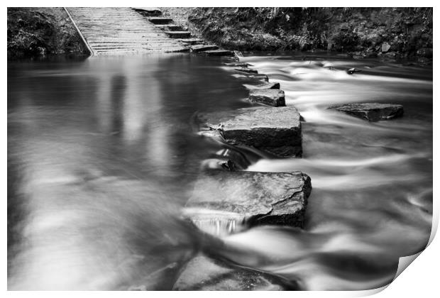 Rivelin Valley Stepping Stones Print by Steve Smith