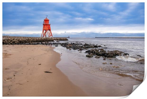 Herd Groyne Lighthouse Print by Steve Smith