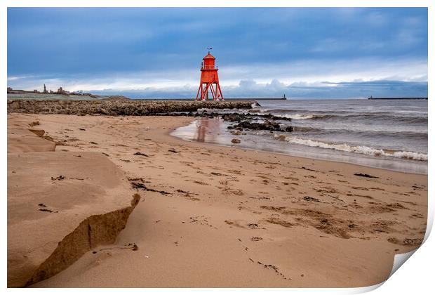 Herd Groyne Lighthouse Print by Steve Smith