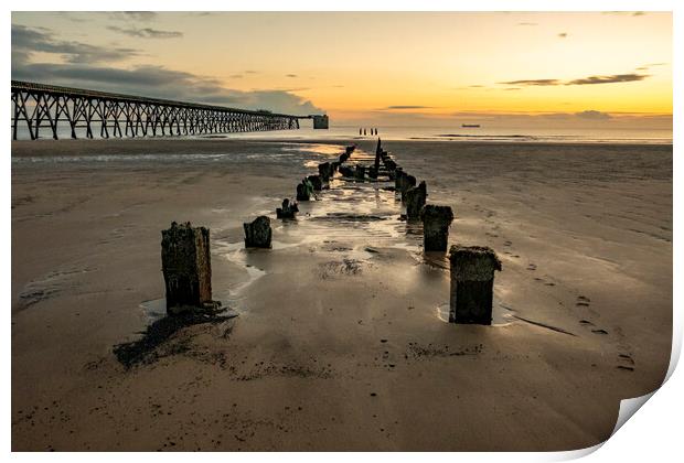 Steetley Pier Sunrise Hartlepool Print by Steve Smith