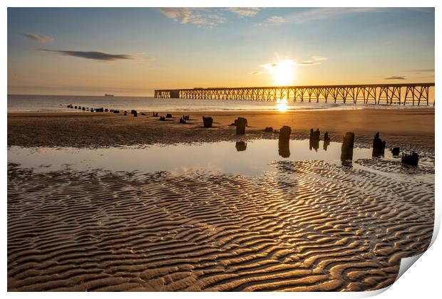 Steetley Pier Sunrise Hartlepool Print by Steve Smith