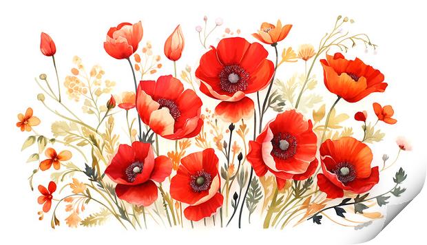 Watercolour Poppies Print by Steve Smith