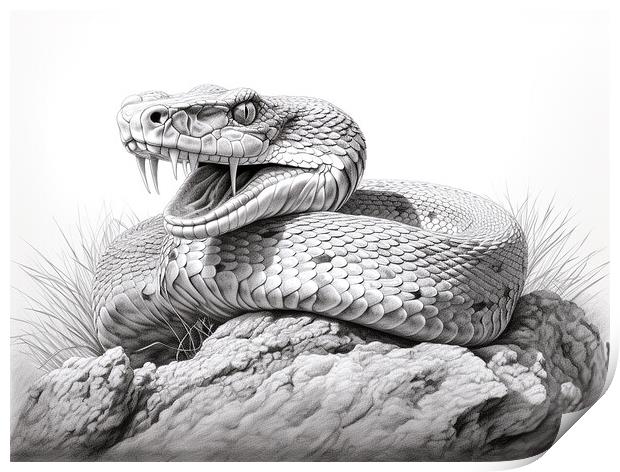 Saw Scaled Viper Drawing Print by Steve Smith