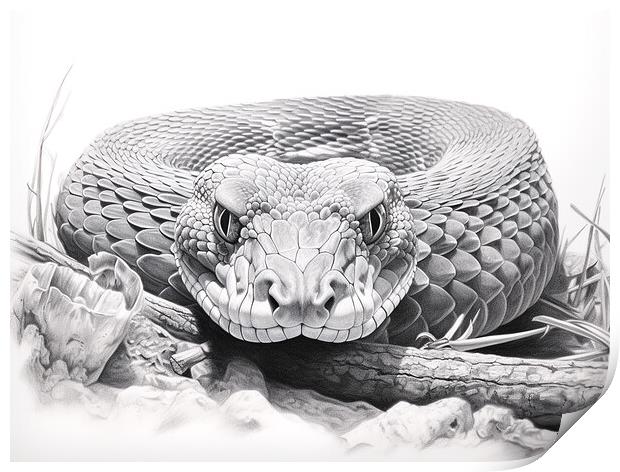 Saw Scaled Viper Drawing Print by Steve Smith