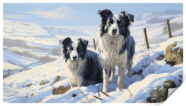 Border Collies In Winter Print by Steve Smith