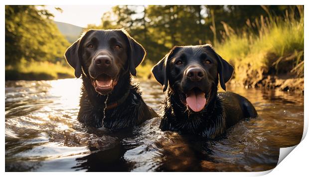 Black Labradors Print by Steve Smith