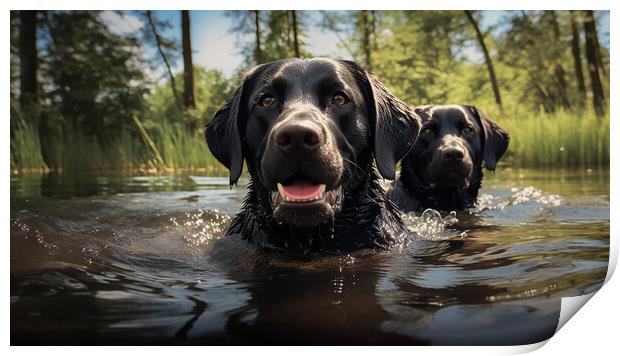 Black Labradors Print by Steve Smith