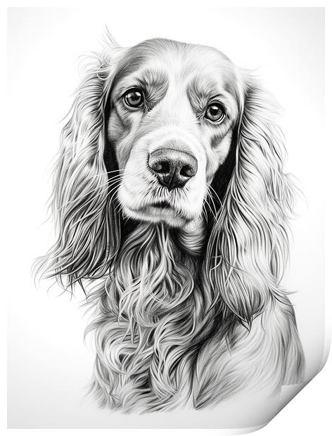 Pencil Drawing Cocker Spaniel Print by Steve Smith