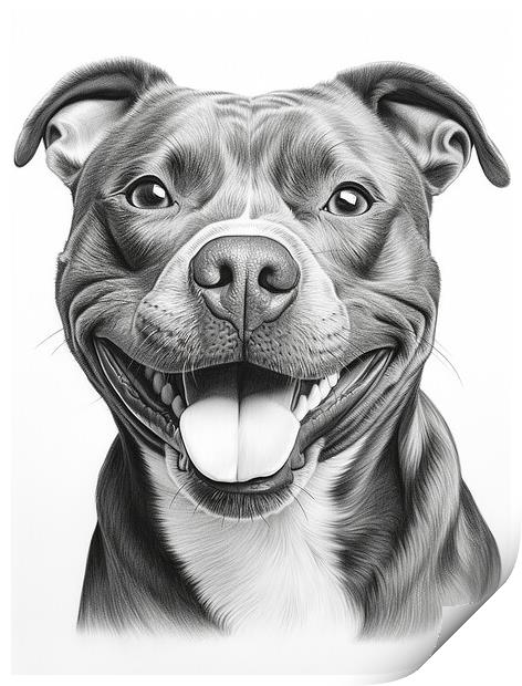 Pencil Drawing Staffordshire Bull Terrier Print by Steve Smith