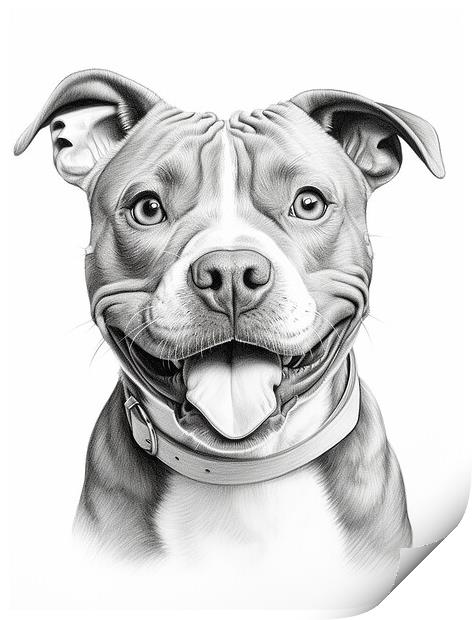 Pencil Drawing Staffordshire Bull Terrier Print by Steve Smith