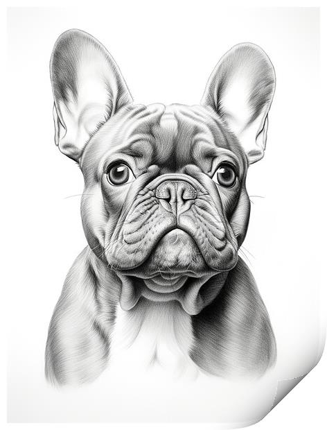 Pencil Drawing French Bulldog Print by Steve Smith