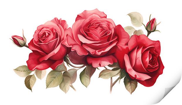 Watercolour Red Roses Print by Steve Smith