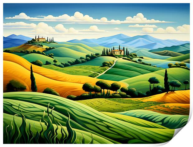 Rolling Hills Of Tuscany Print by Steve Smith