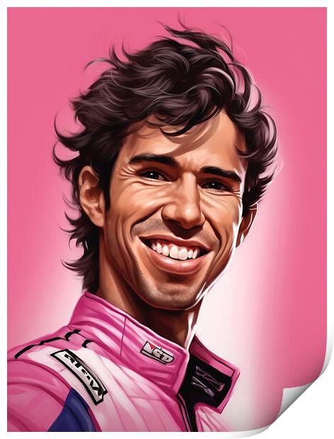 Caricature of Sergio Perez Print by Steve Smith