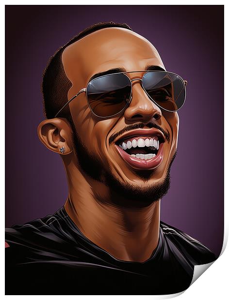 Caricature of Lewis Hamilton Print by Steve Smith