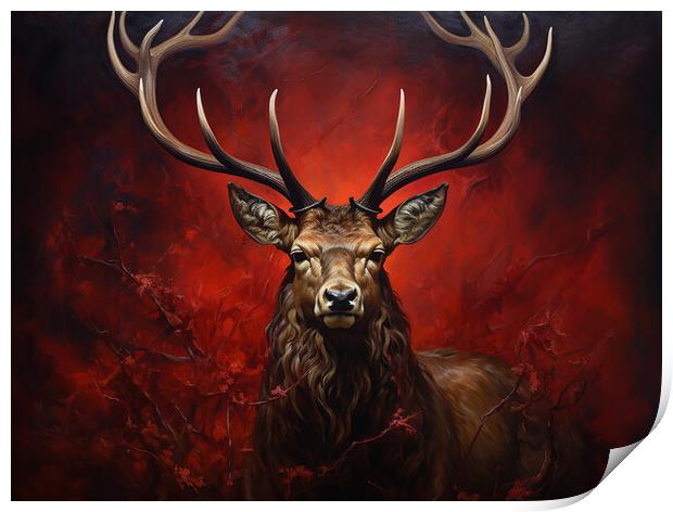 Scottish Stag Painting Print by Steve Smith