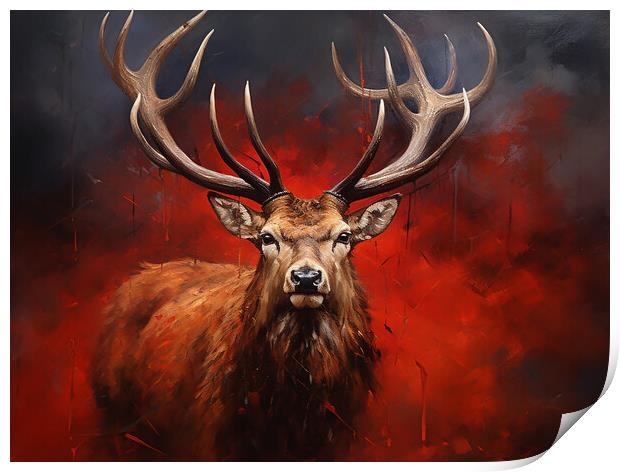 Scottish Stag Painting Print by Steve Smith