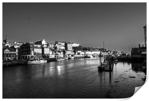 Whitby Black And White Print by Steve Smith