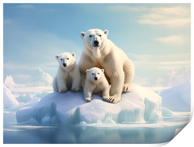 Polar Bear Family Print by Steve Smith