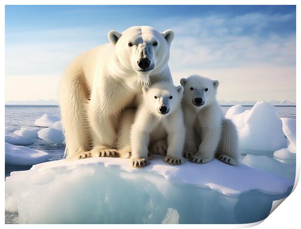 Polar Bear Family Print by Steve Smith