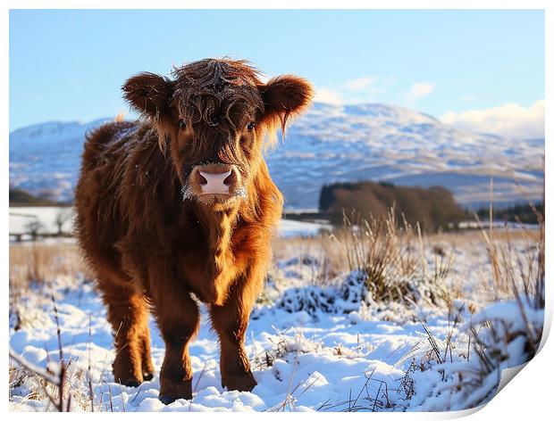 Highland Cow Calf Print by Steve Smith