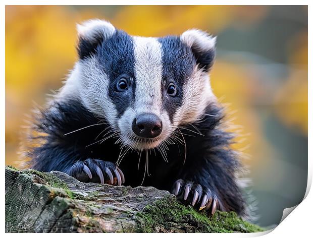 British Badger Print by Steve Smith