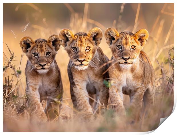 Lion Cubs Print by Steve Smith