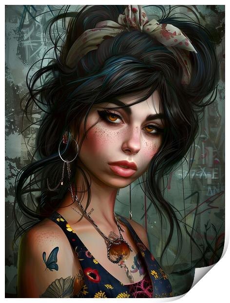 Amy Winehouse Caricature Print by Steve Smith